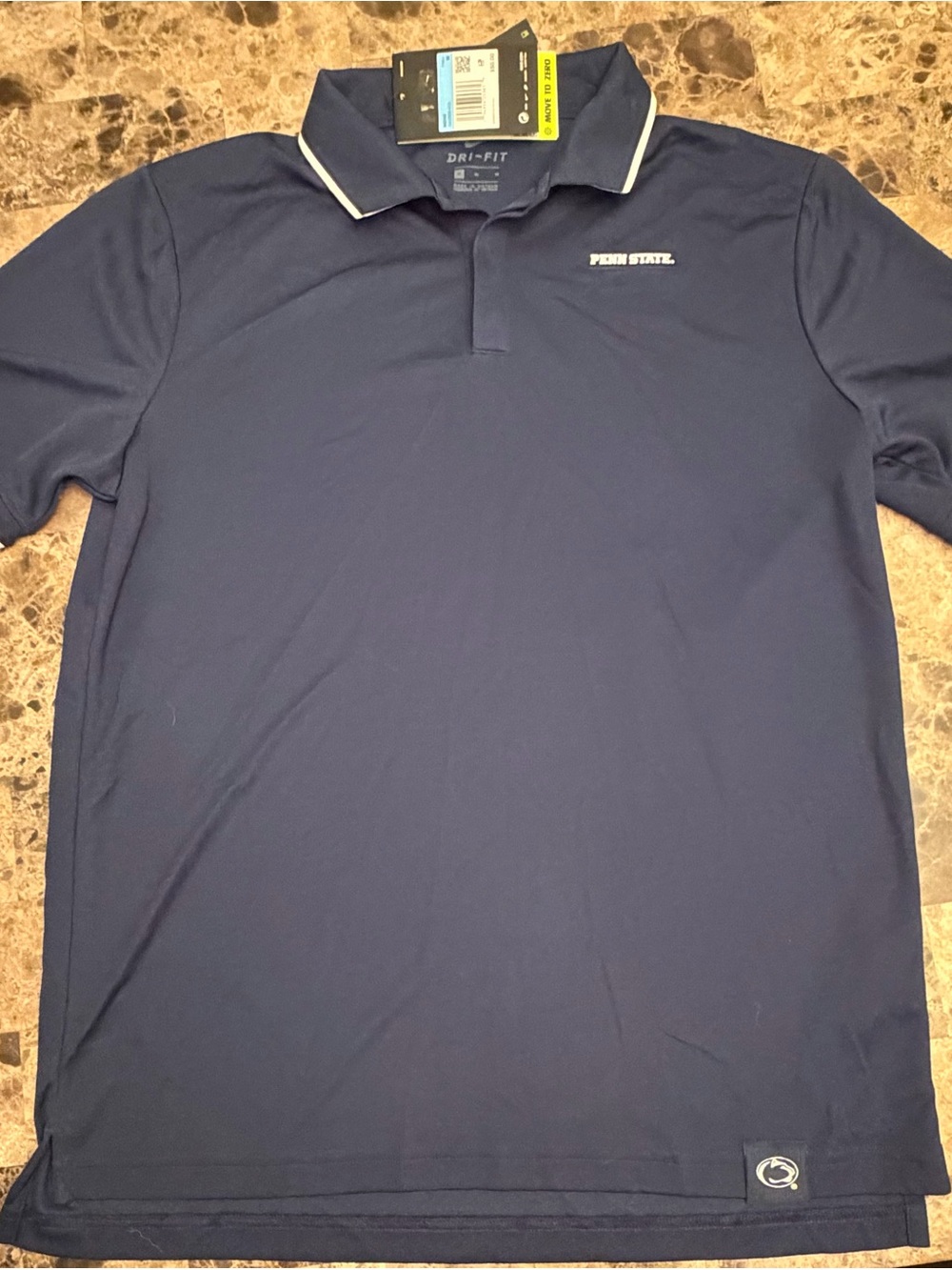 Nike Navy Polo with White Collar Trim - Penn State Logo